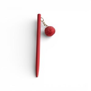 Red Pom Pom Ballpoint Pen | Cute Desk Accessory & Giftable Pen